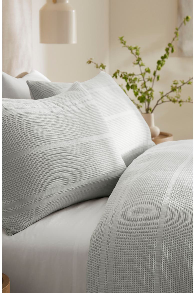 Waffle Weave Organic Cotton Duvet Cover & Sham Set, Alternate, color, SKY