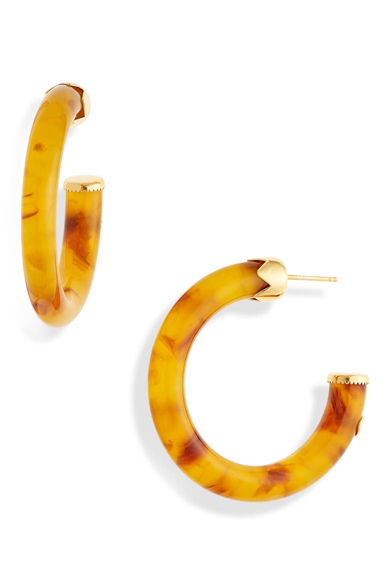 Small Caftan Hoop Earrings, Main, color, AMBER