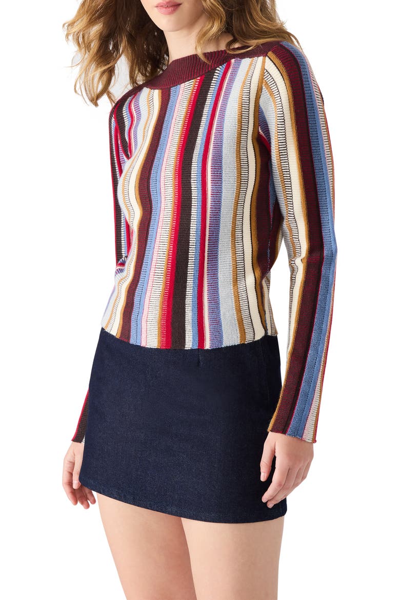 Serra Stripe Knit Sweater, Alternate, color, BURGUNDY MULTI