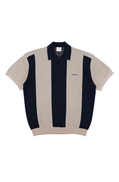 Umpire Stripe Half Zip Polo