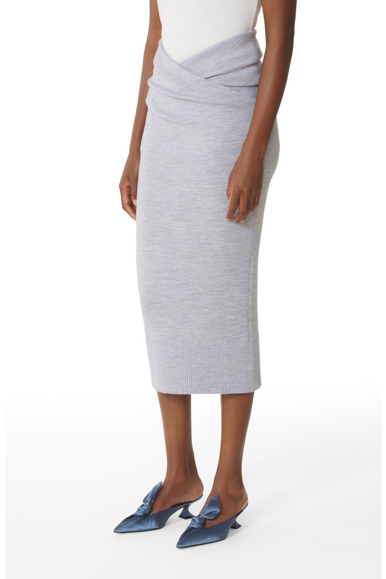 Draped Midi Skirt In Wool, Alternate, color, Light Grey