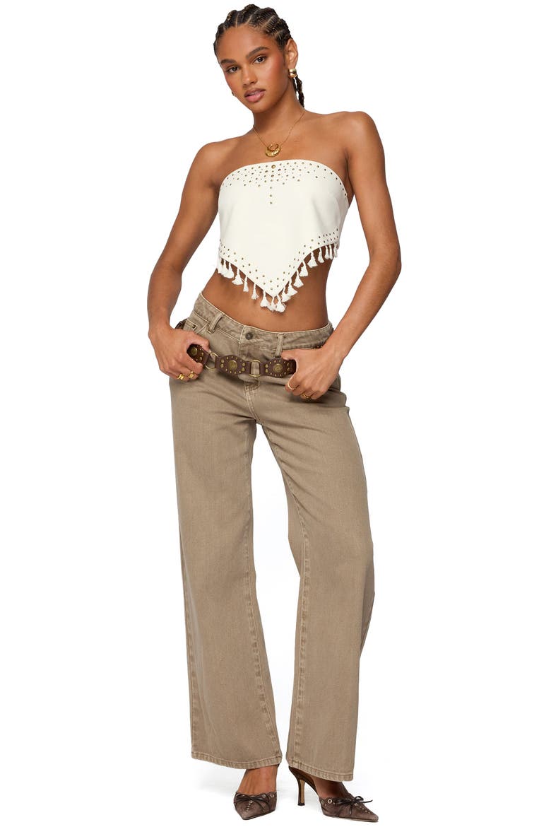 Stud & Tassel Handkerchief Strapless Top, Alternate, color, CREAM