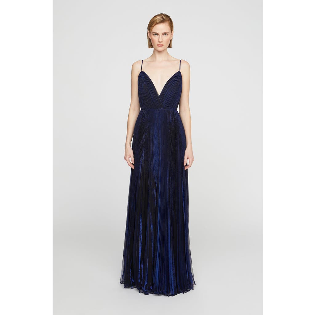 Halston Zellie Crystal Jersey Gown In Blue