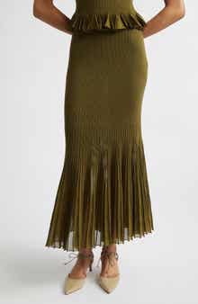 Vera Metallic Pleated Midi Skirt