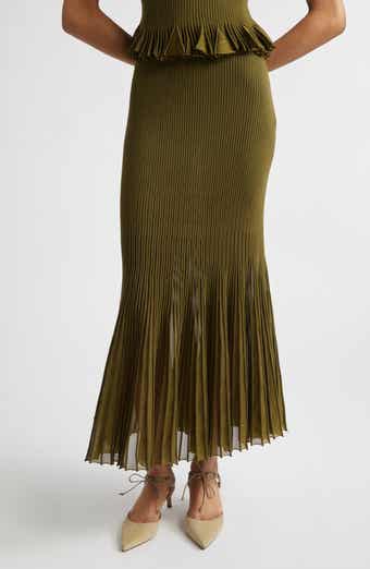 Vera Metallic Pleated Midi Skirt