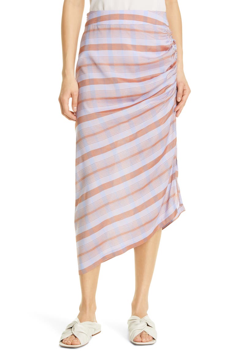 Asymmetrical Gathered Skirt, Main, color, LAVENDER PLAID