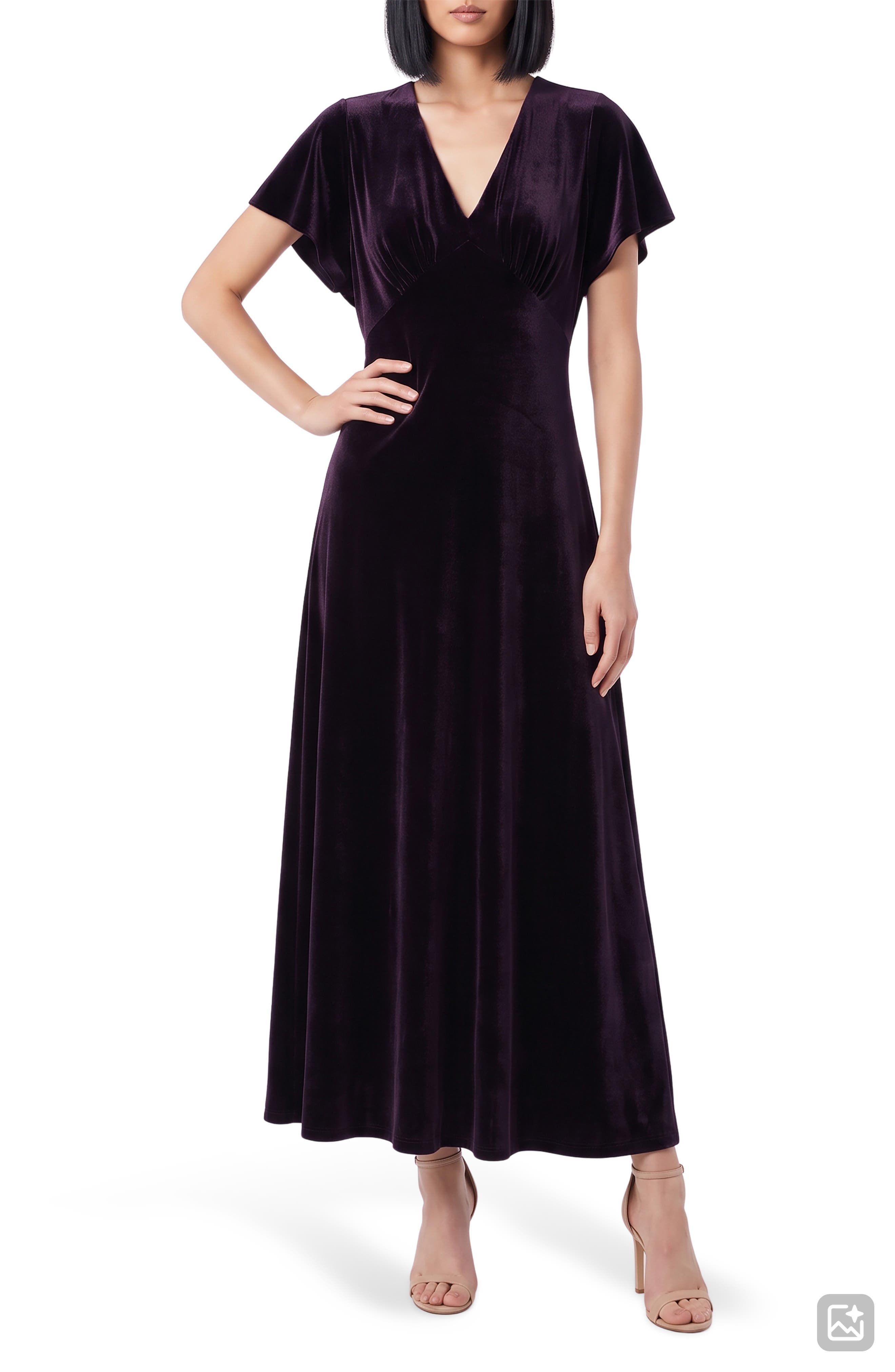 Velvet Empire Waist Midi Dress