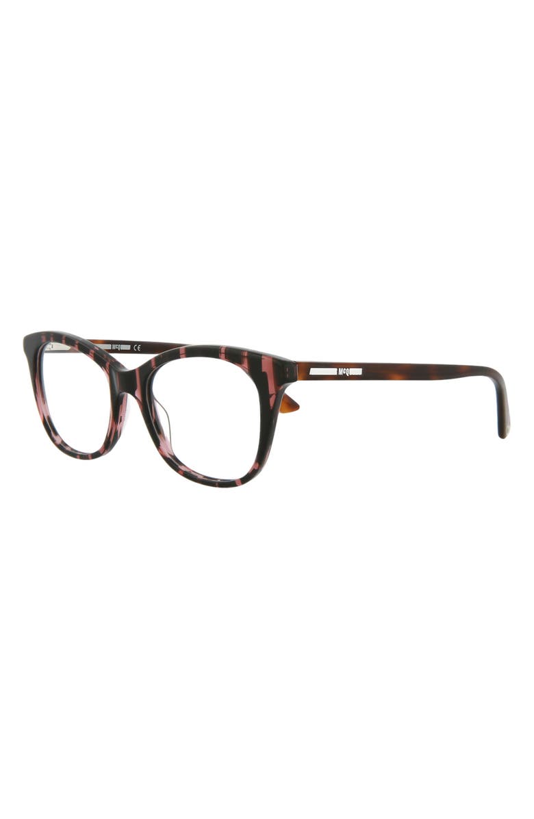 McQueen 51mm Oval Optical Glasses, Alternate, color, Burgundy Havana