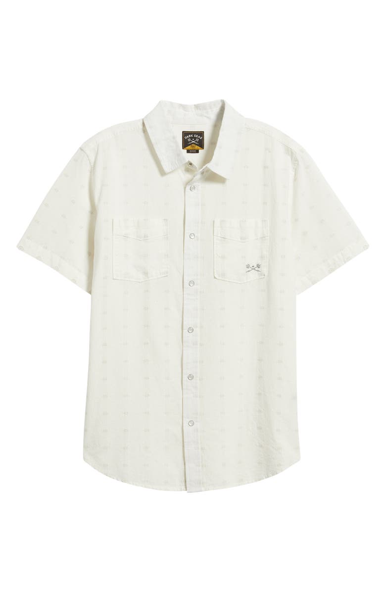 DARK SEAS Gildale Textured Stripe Short Sleeve Cotton Snap-Up Shirt, Main, color, Off White