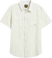 DARK SEAS Gildale Textured Stripe Short Sleeve Cotton Snap-Up Shirt