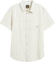 DARK SEAS Gildale Textured Stripe Short Sleeve Cotton Snap-Up Shirt