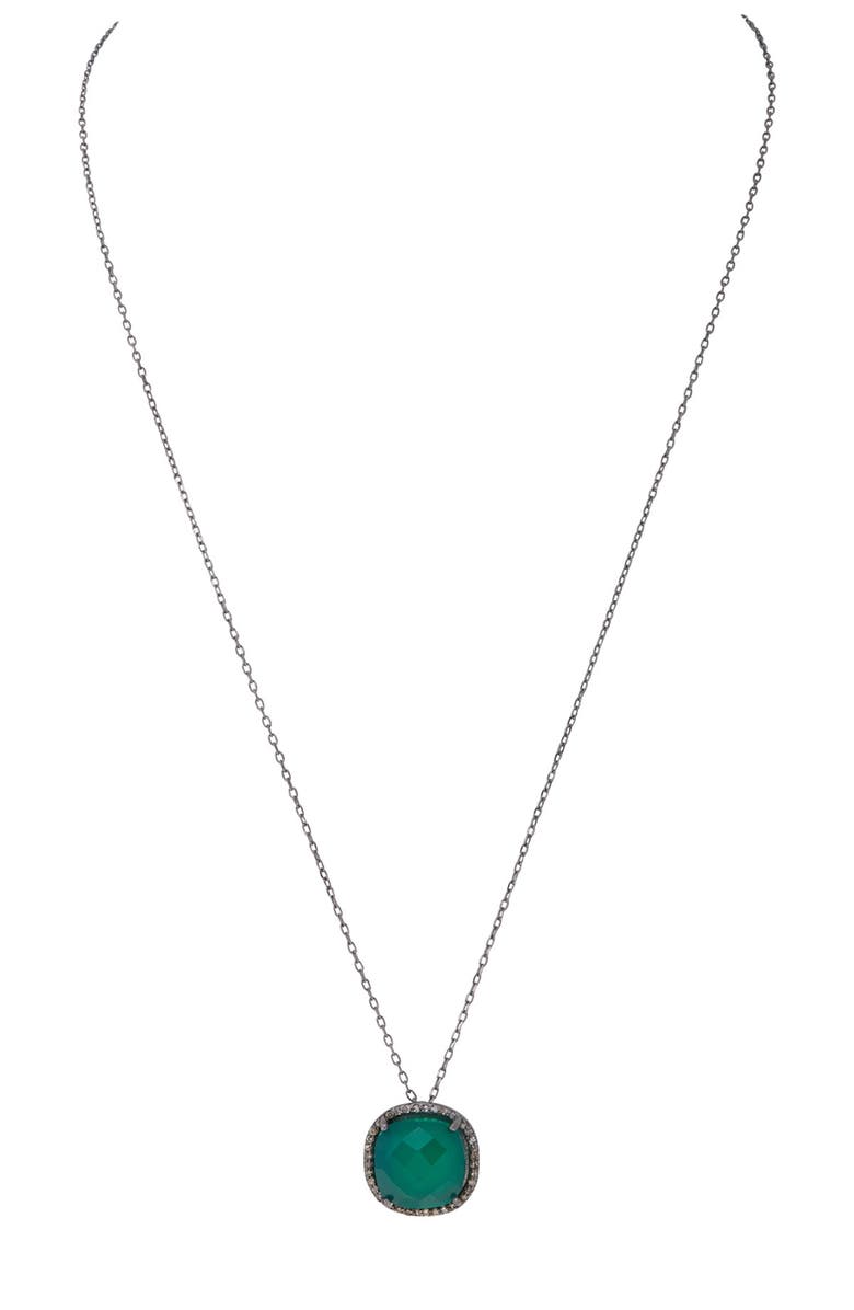 ADORNIA FINE Lara Green Onyx Cushion Diamond Necklace - 0.3 ctw., Alternate, color, 