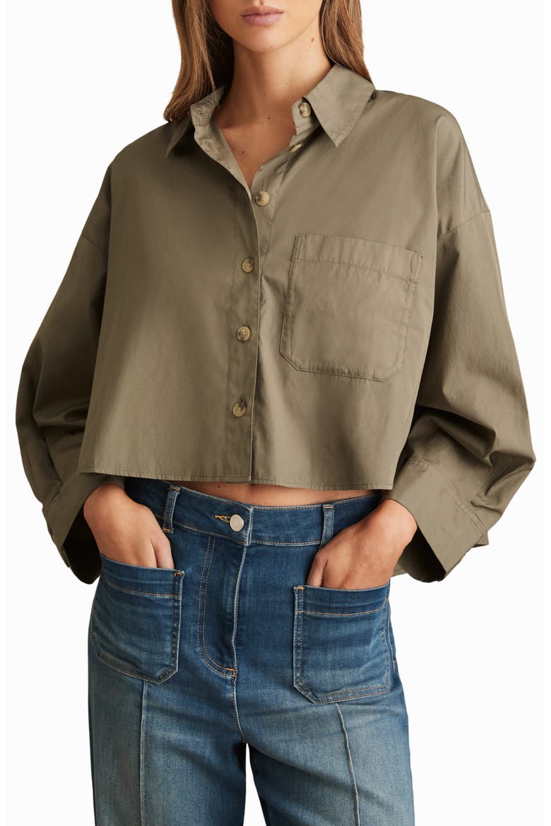 Solene Cotton Shirt, Main, color, KHAKI