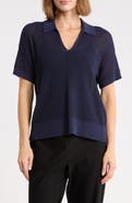 Eileen Fisher Classic Organic Cotton & Silk Polo Sweater