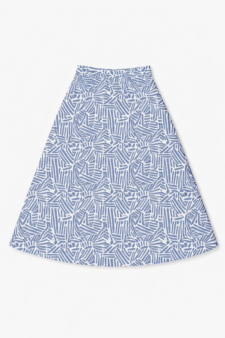 Geo Swim Elastic Waist A-Line Skirt, Main, color, Blue