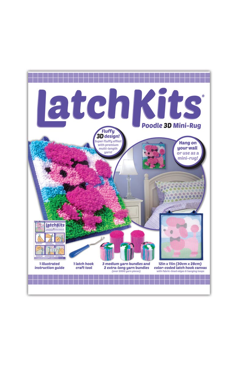 LatchKits Poodle 3D Minirug, Craft Activity Kit, 12 X 11 Inches, Kids 6+, Alternate, color, Multicolored