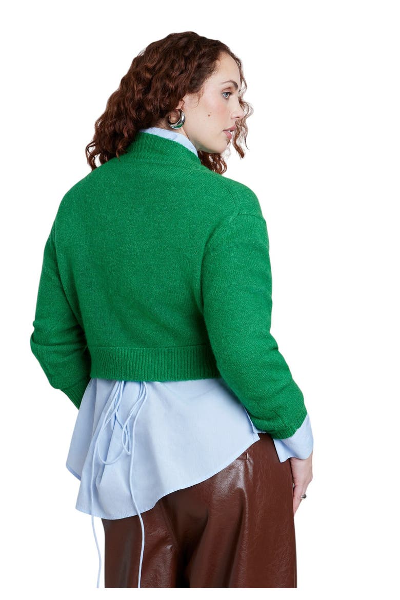V Neck Cropped Sweater (plus), Alternate, color, VERDANT GREEN