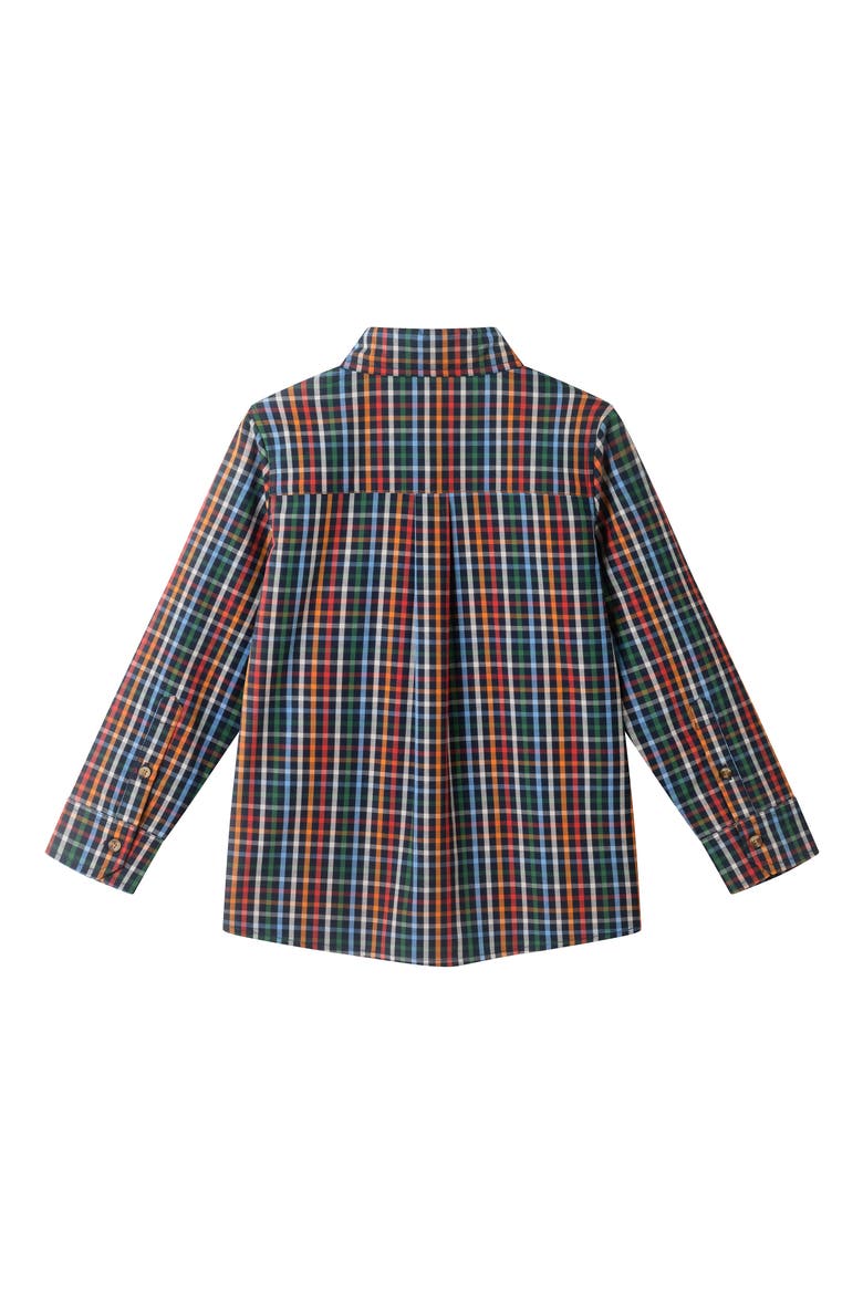 Kids' Plaid Button-Up Shirt, Alternate, color, NAVY