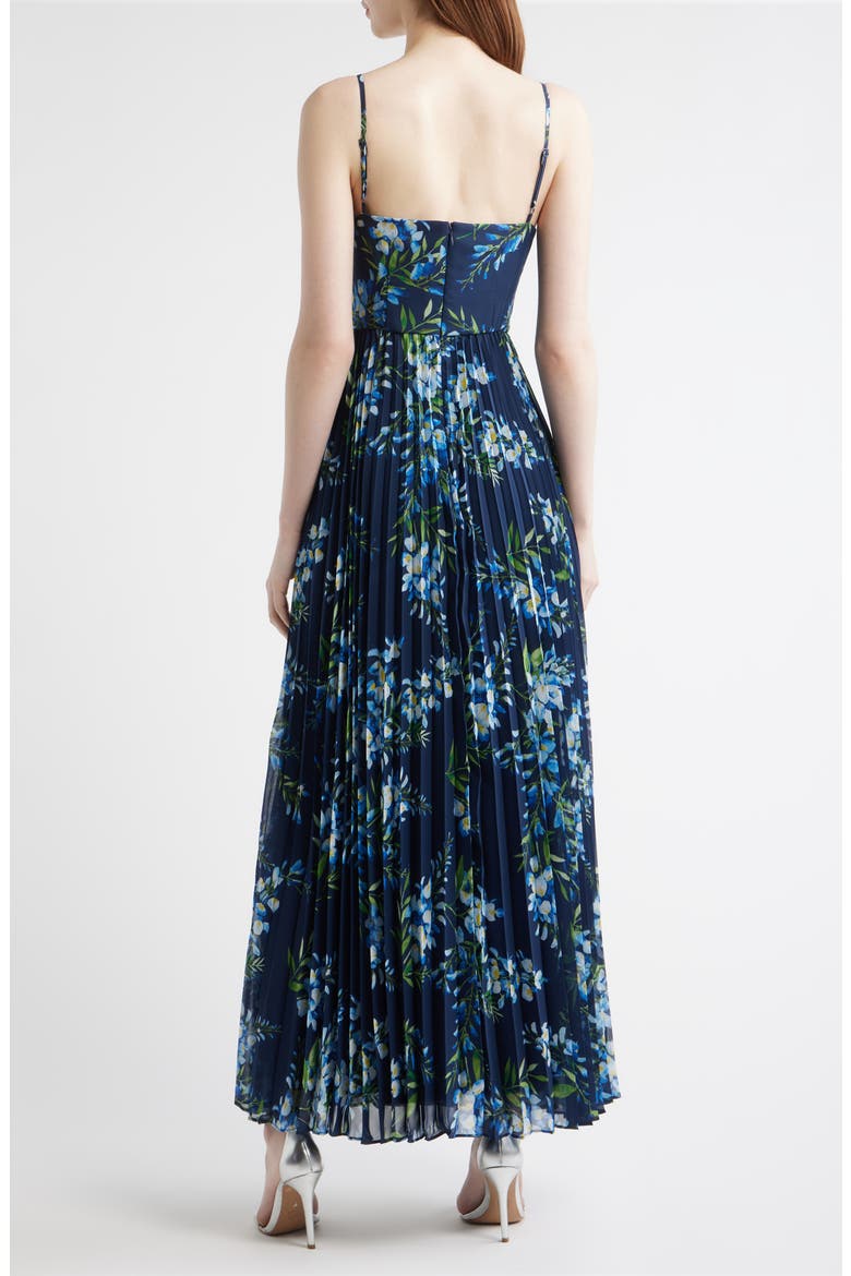 Floral Pleated Gown, Alternate, color, NAVY MULTI