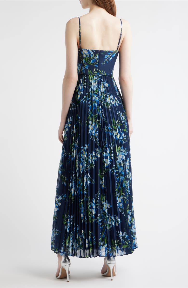 Julia Jordan Floral Pleated Gown, Alternate, color, Navy Multi