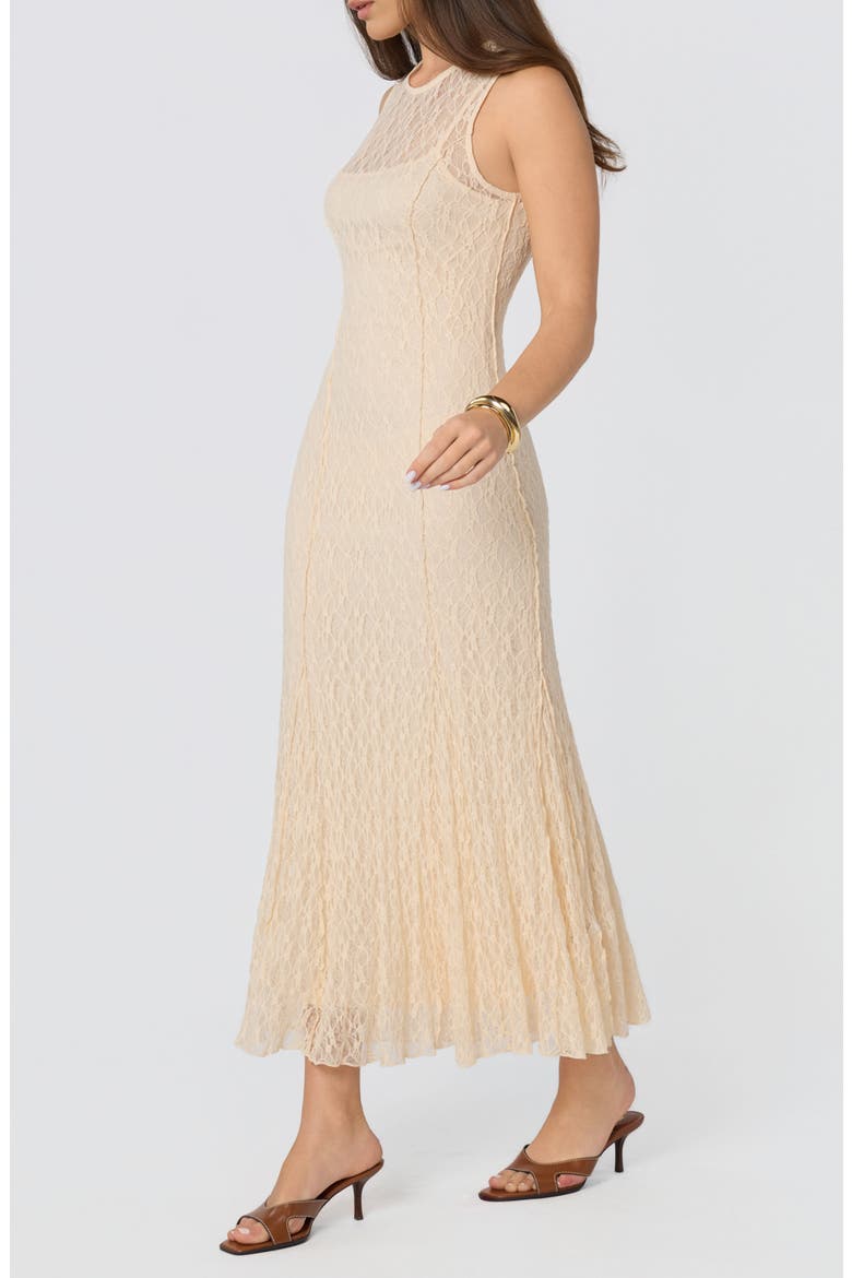 Annabella Lace Overlay Midi Dress, Alternate, color, CREAM