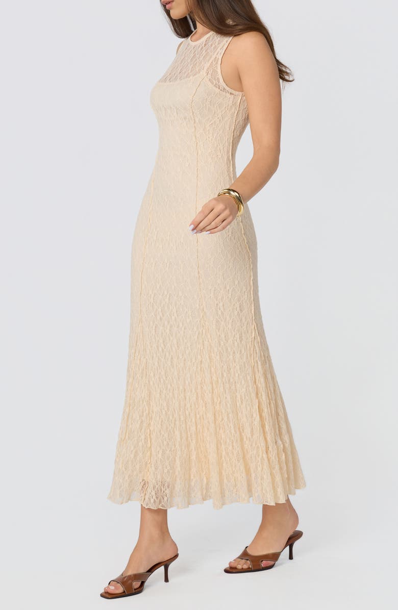 ASTR the Label Annabella Lace Overlay Midi Dress, Alternate, color, Cream
