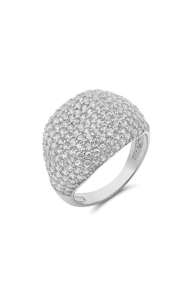 SHYMI Cubic Zirconia Pavé Dome Signet Ring, Main, color, Silver