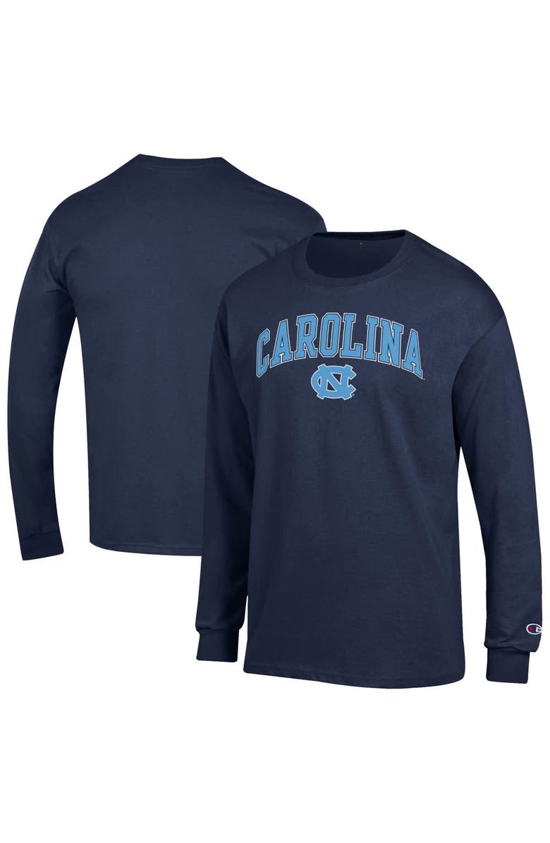 Champion Men's Champion  Navy North Carolina Tar Heels Arch Over Logo Long Sleeve T-Shirt, Alternate, color, Navy