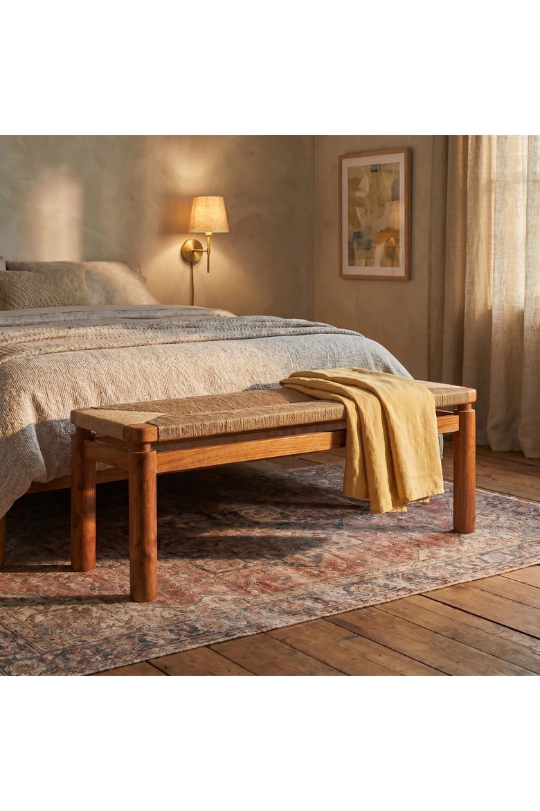 Woven Bench, Alternate, color, Natural