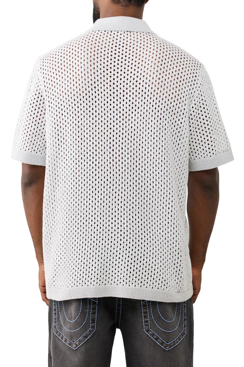 Sheer Cotton Open Stitch Button-Up Shirt, Alternate, color, QUIET GREY