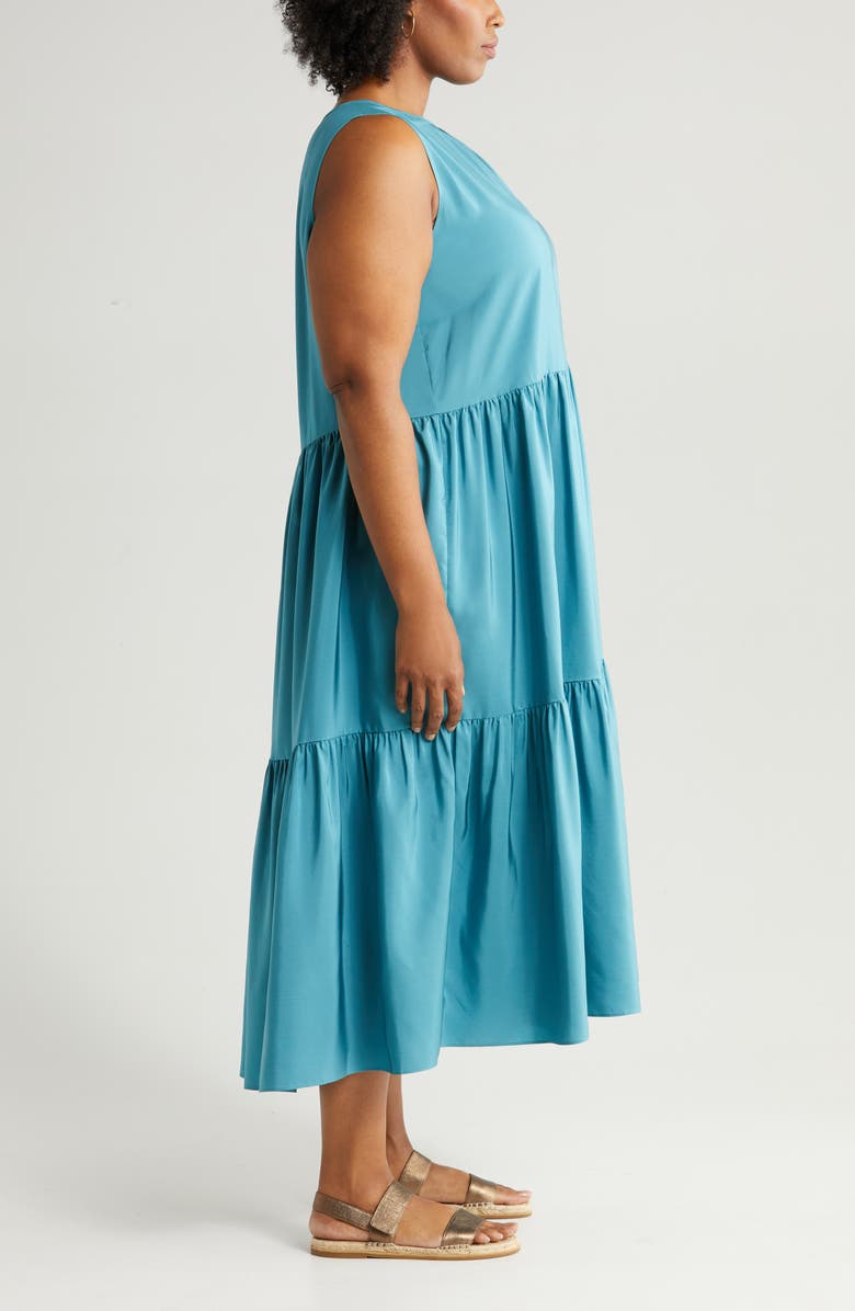 Eileen Fisher Tiered Silk Dress, Alternate, color, 