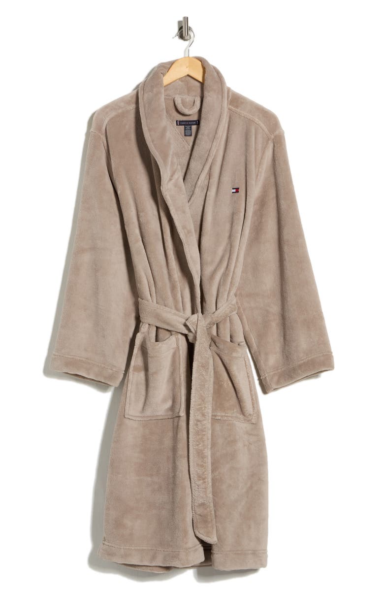 Tommy Hilfiger Plush Fleece Robe, Alternate, color, Washed Sand