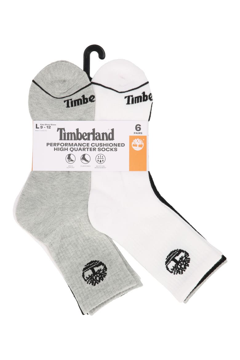 6-Pack Cushion High Quarter Length Socks, Alternate, color, BLACK MULTI