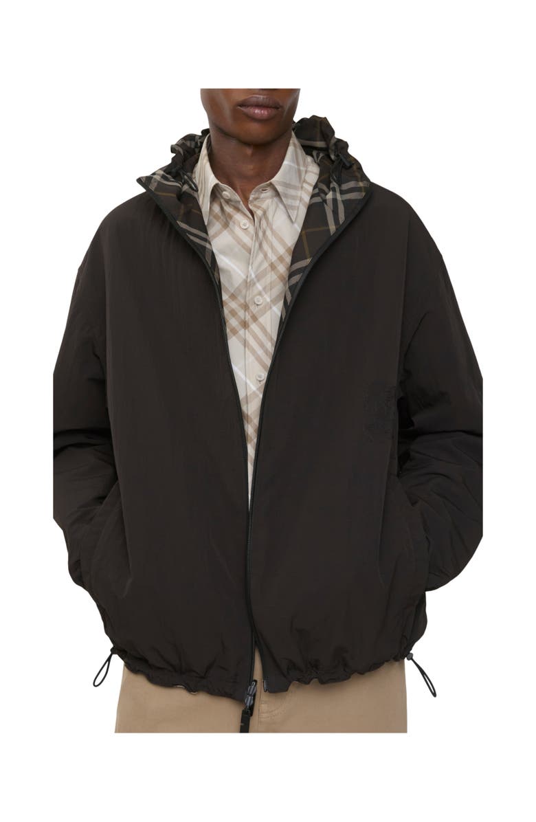 Burberry Reversible Check Hooded Jacket, Alternate, color, Truffle Brown