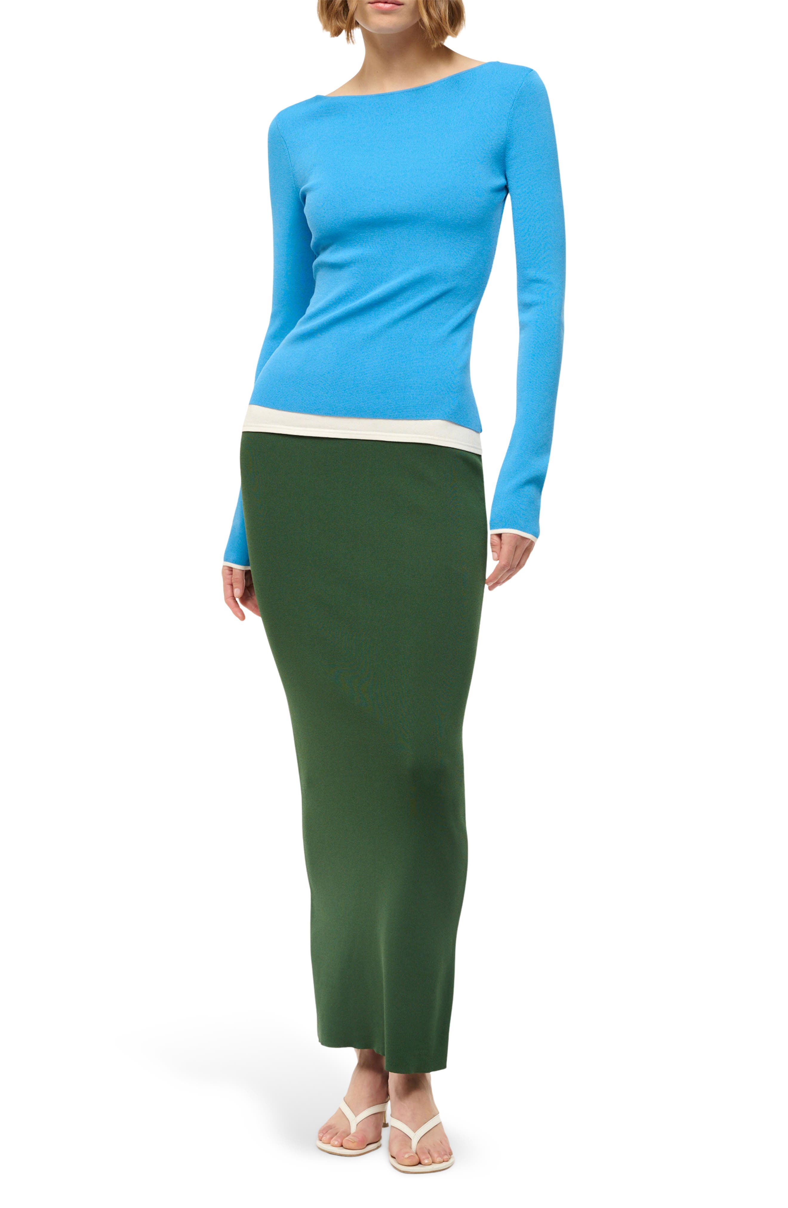 STAUD Carilo Colorblock Long Sleeve Dress