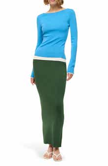 STAUD Carilo Colorblock Long Sleeve Dress