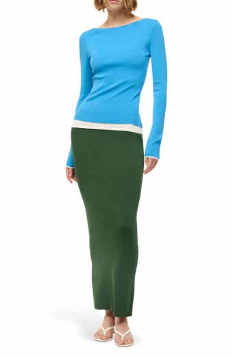 STAUD Carilo Colorblock Long Sleeve Dress