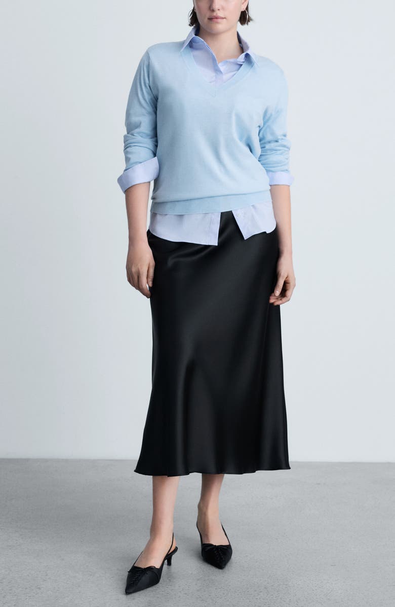 MANGO V-Neck Sweater, Alternate, color, Sky Blue