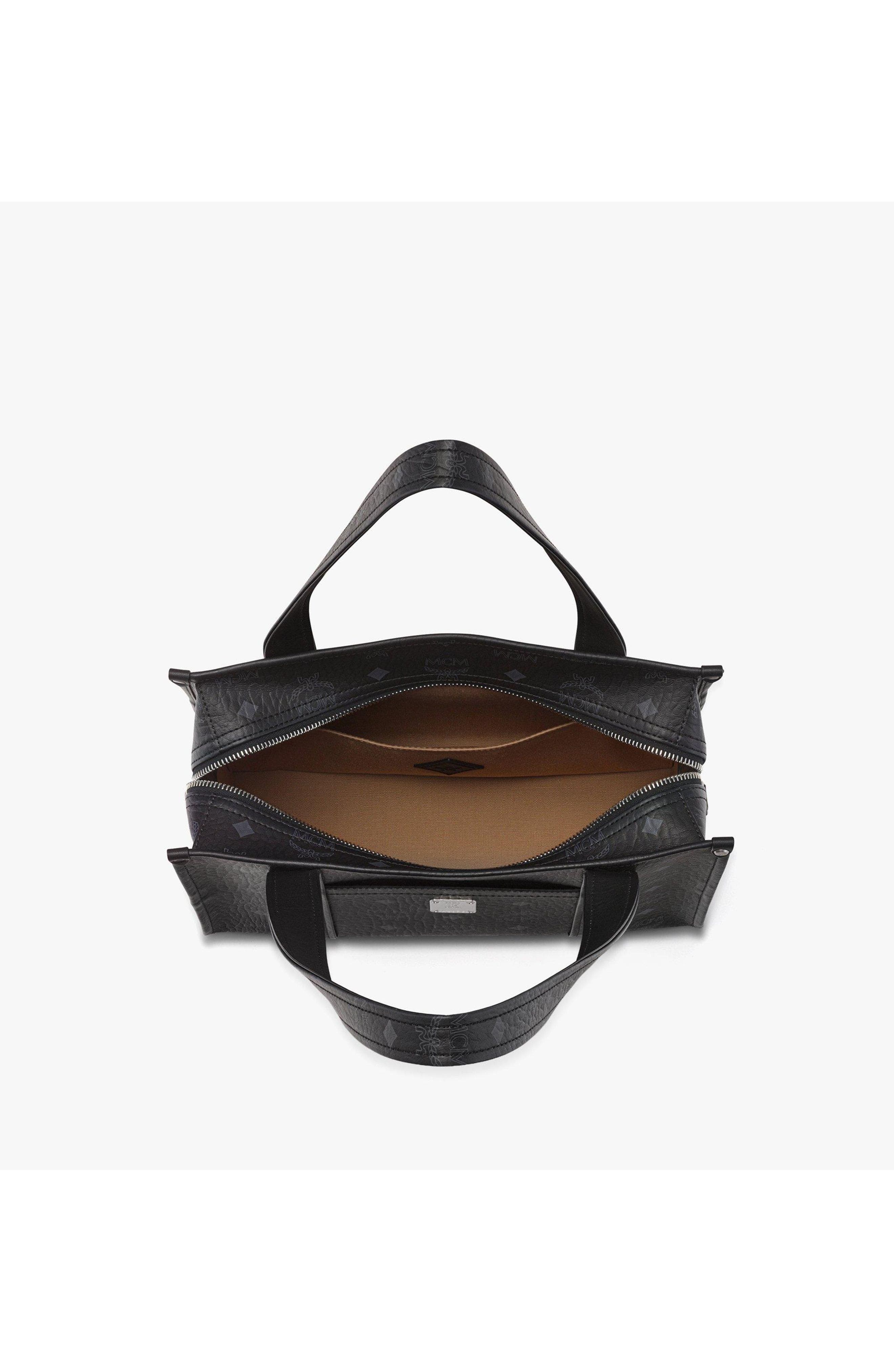 MCM Aren School Bag Tote in Visetos, Alternate, color, Black