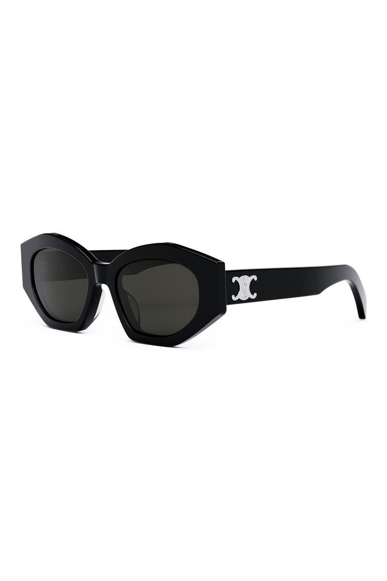 Triomphe 54mm Cat Eye Sunglasses, Alternate, color, SHINY BLACK / SMOKE