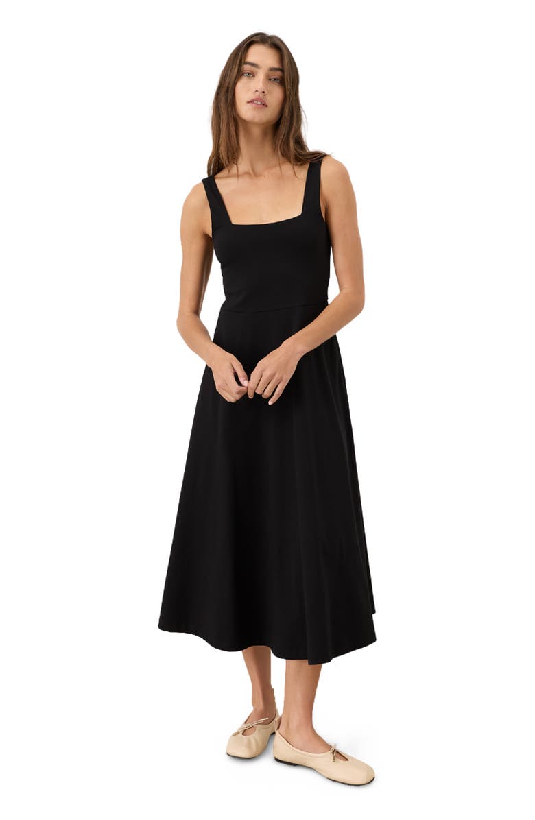 Pact Fit & Flare Square Neck Dress Made With Organic Cotton, Main, color, Black