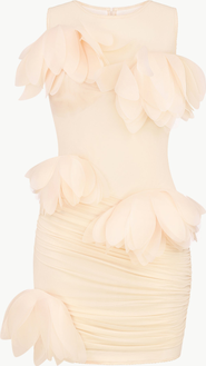 Malva Florea Draped Mini Dress With Oversized Florals