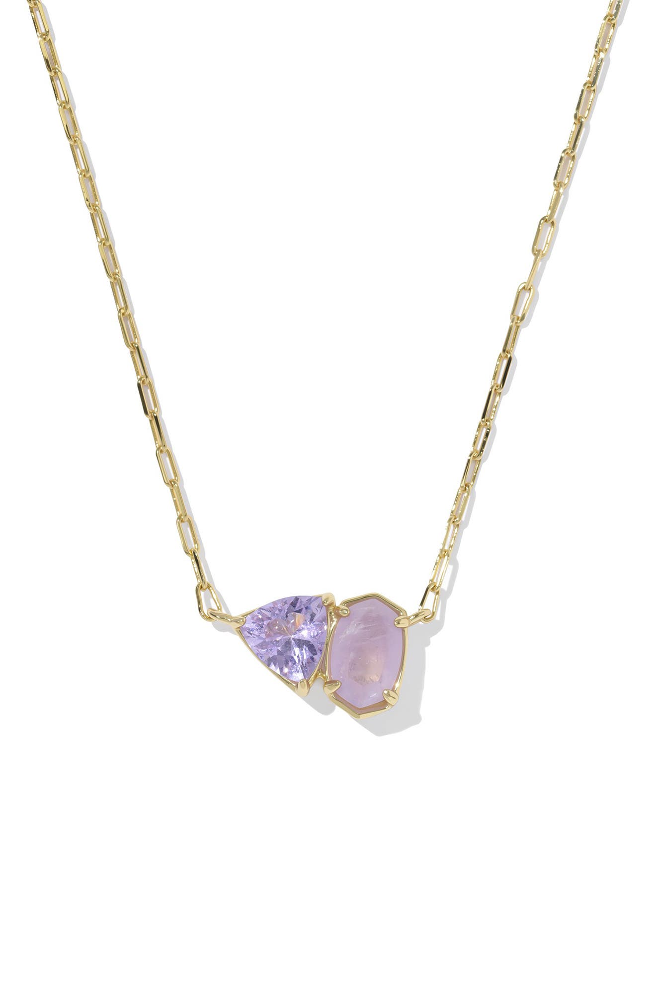 Kendra Scott Tatum Pendant Necklace In Gold Purple Mix