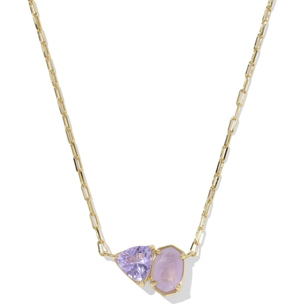 Kendra Scott Tatum Pendant Necklace In Gold Purple Mix
