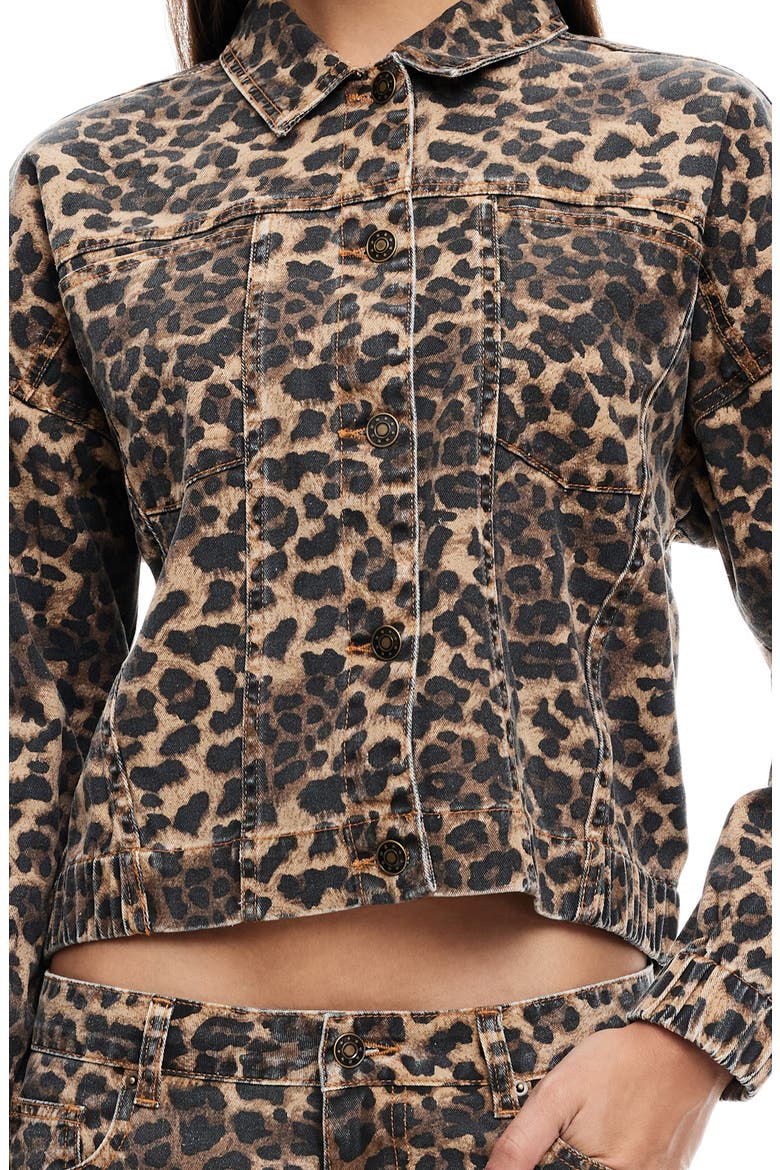 Carmela Leopard Print Denim Jacket, Alternate, color, LEOPARD