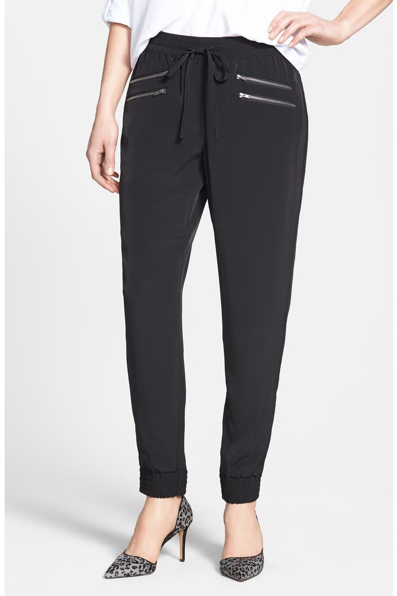Zip Detail Track Pants, Alternate, color, BLACK