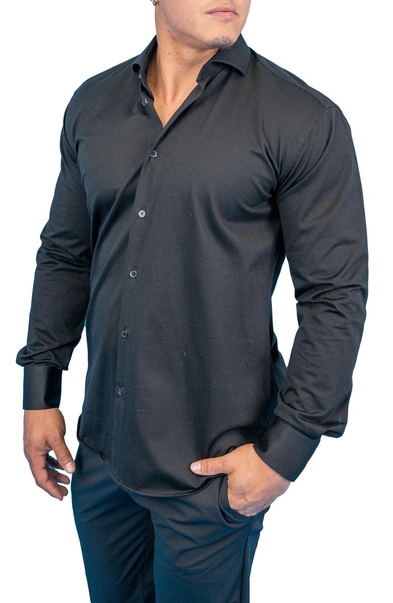 Maceoo Fibonacci True Black Button-Up Shirt, Alternate, color, Black