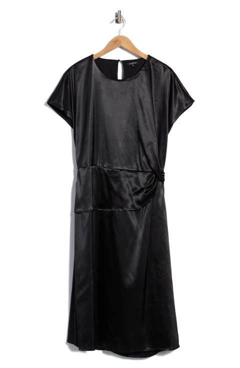 Draped Satin Midi Dress