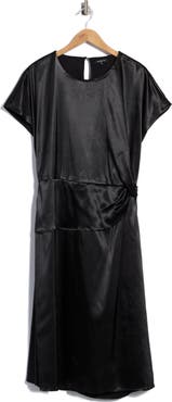 AREA STARS Draped Satin Midi Dress