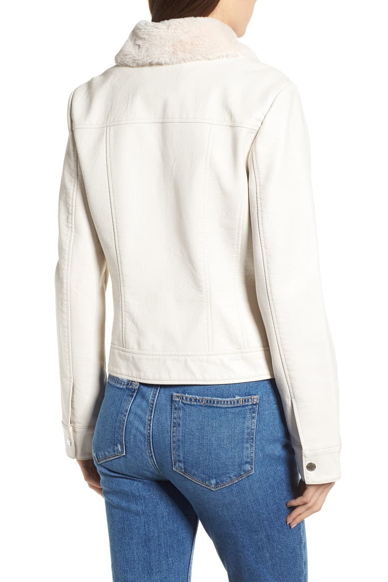 Faux Leather Jacket, Alternate, color, WHITE